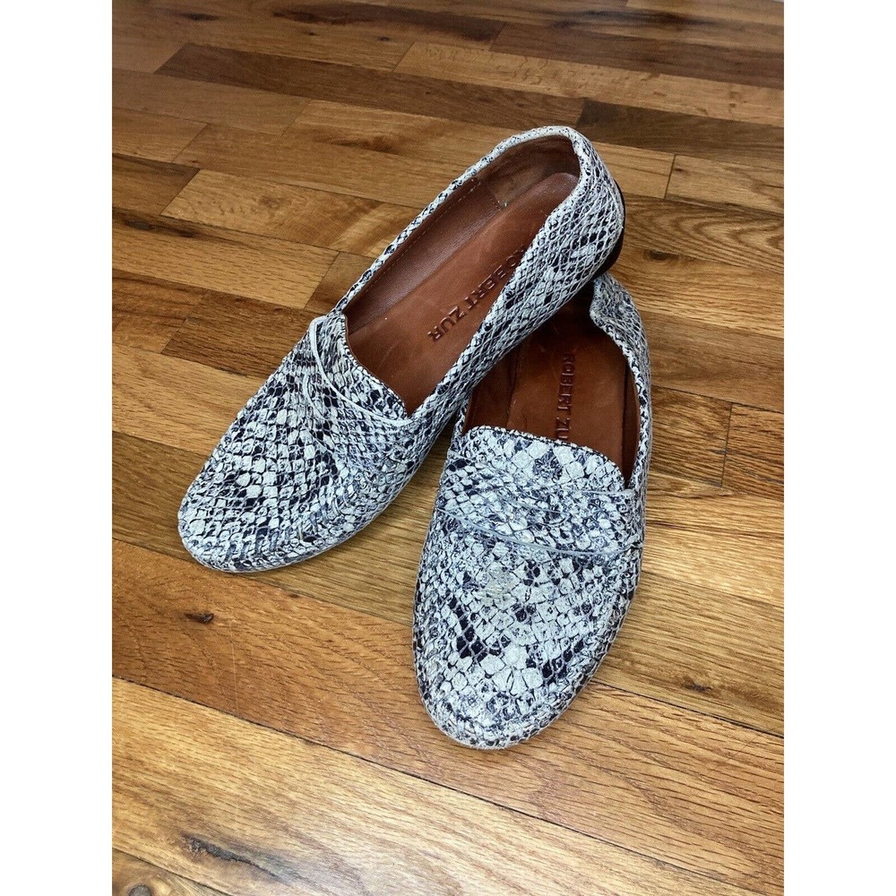 Robert Zur Womens Petra Loafer Shoes Snake Print Woven Size 8 AA